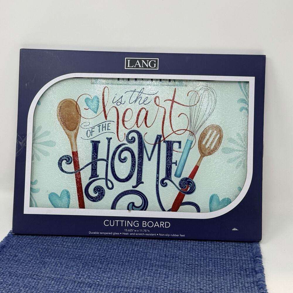 Lang ~ Love To Cook Cutting Board ~ Tempered Glass/Scratch Resistant NEW